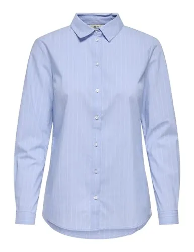 JDY Hemdbluse JDYMIO L/S SHIRT WVN NOOS unifarben oder gestreift blau XL (42)