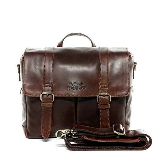 SID & VAIN HEATHROW Umhängetasche aus echtem Leder - Kameratasche aus hochwertigem braun-cognac Leder, ideal für stilvolle Aufbewahrung und Transport Ihrer Kamera. Unisex-Design mit abnehmbarem Schultergurt für optimalen Tragekomfort.