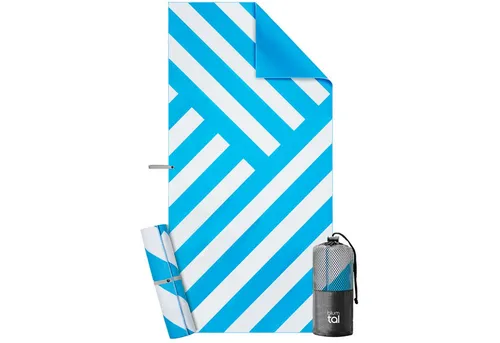 Blumtal Reisehandtuch Strandhandtuch 90x180 cm aus Mikrofaser - kompakt & schnelltrocknend, sandfrei mit Band - Mikrofaser Handtuch groß mit Wellen-Muster