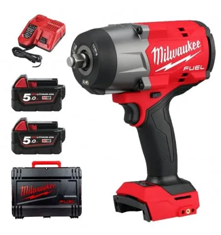 Milwaukee M18 FHIW2F12-502X Akku Schlagschrauber - Akkuschrauber mit 1491 Nm Drehmoment, brushless Motor für maximale Leistung und Langlebigkeit, inklusive 2x 5,0 Ah Akkus und Ladegerät in robuster HD Box.