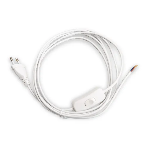 Netzkabel 3 m Eurostecker + Schalter 300 WS C7 weiß offenes Ende