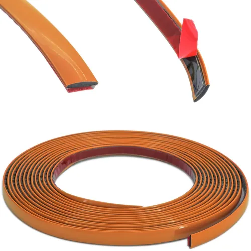 Zierleiste 10mm x 5m | Orange | flexibel selbstklebend | Kontur Leiste universal