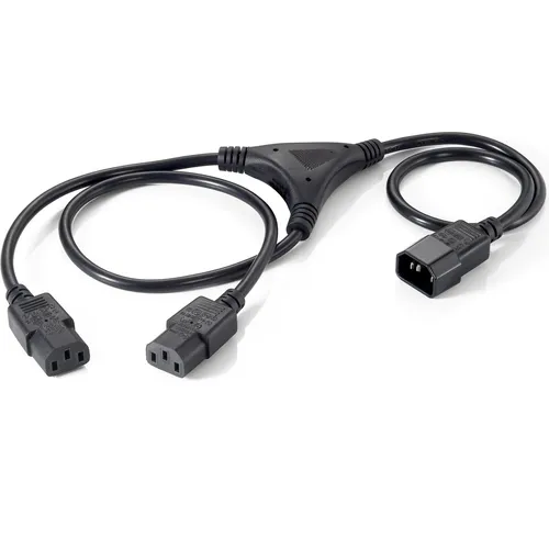 Equip Hochwertiges Strom-Y-Kabel, C14 auf 2 x C13, 1,6m, 1,6 m, C14-Koppler, 2 x C13-Koppler, H05VV-F3G, 250 V, 10 A