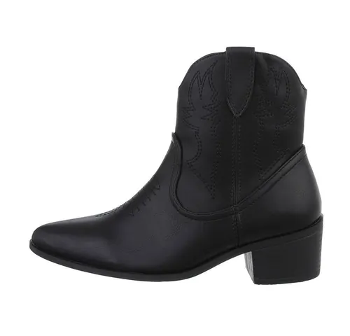 Ital-Design Damen Cowboyboots Western Westernstiefelette (85136164) Blockabsatz Western- & Bikerboots in Schwarz