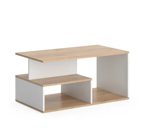 Vicco Couchtisch Hasso, Goldkraft Eiche/Weiß, 90 x 49.4 cm - Modernen Couchtisch für stilvolles Ambiente mit großzügigem Stauraum, ideal für entspannte Abende im Wohnzimmer.