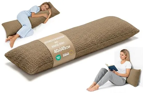 Seitenschläferkissen Bouclé 40 x 145 cm – Ergonomisches Schwangerschaftskissen für optimalen Schlaf - Ergonomisches Seitenschläferkissen mit abnehmbarem Bezug, ideal zur Unterstützung der Körperkontur für erholsamen Schlaf und entspannte Momente. Pflegeleicht, hautfreundlich und vielseitig einsetzbar für Schwangere und Stillende.