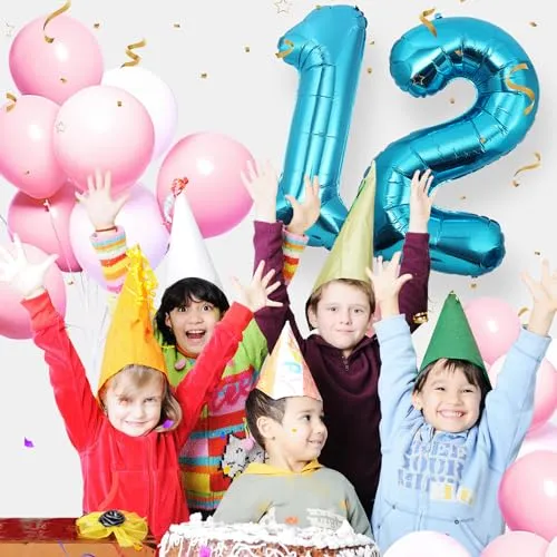 Geburtstag Deko zahlen luftballon 12 jahre | Folienballon Blau
