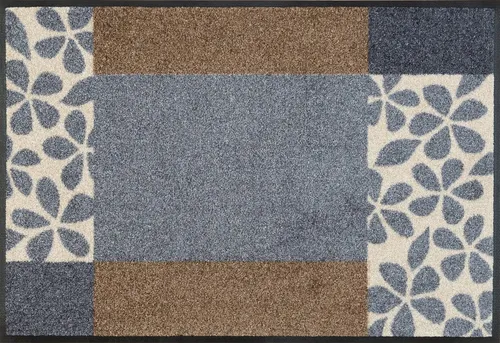 wash+dry by Kleen-Tex Fußmatte Florita - Rechteckige Schmutzfangmatte in Grau, rutschhemmend und waschbar. Ideal für In- und Outdoor, strapazierfähig und pflegeleicht – ein stilvoller Schutz für Ihren Eingangsbereich!