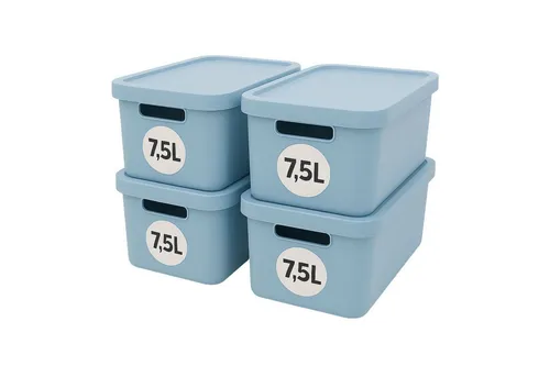 Plastard Aufbewahrungsbox mit Deckel, 4er-Set, 7,5 Liter - Praktische Aufbewahrungsboxen aus BPA-freiem Kunststoff, stapelbar mit Griffen, ideal für Spielzeug oder Lagerung. Witterungsbeständig und robust, perfekt für jeden Raum.