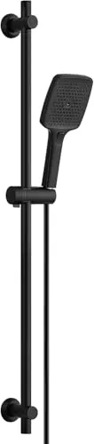 Görbach Brausestange Set 100 cm mit Handbrause, Schlauch und Halterung, Schwarz
