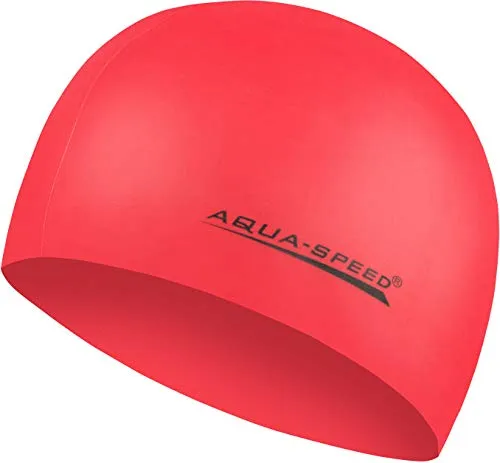 Aqua Speed MEGA Silikon Schwimmkappe | Damen & Herren | Badekappe | Bademütze | wasserdichte Badehaube | Schwimmhaube | Silikon Kappe | rot 31