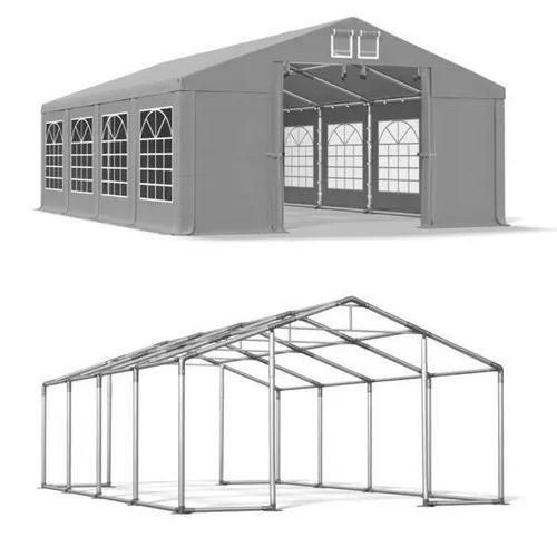 Partyzelt 8x8 PVC Pavillon Gartenzelt Festzelt Bierzelt Wasserdicht NEU Grau W