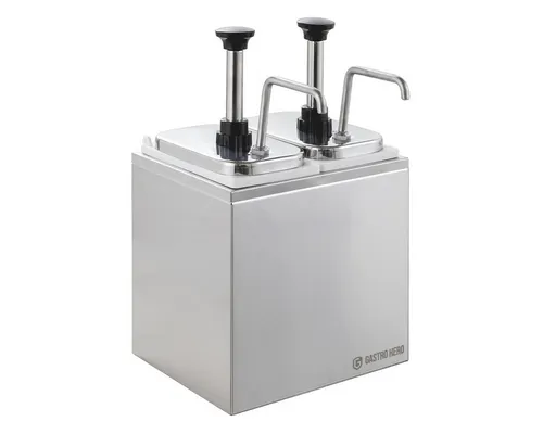 GastroHero Saucenspender – 2 x 3 L Edelstahl-Dosierpumpe für Gastronomie - Robuster Saucenspender mit 2 x 3 L Behältern aus Edelstahl, ideal für hygienisches Portionieren in Gastronomie und Catering.