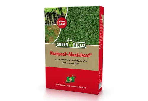 Greenfield Rasensamen Nachsaat-Mantelsaat 1 kg, verjüngt den Rasen, 1 kg