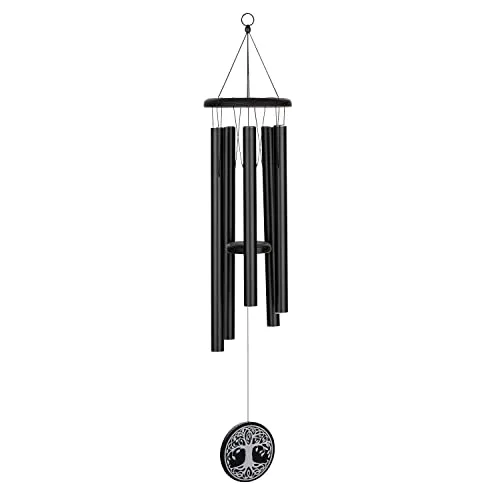 Sonic Energy Meditation Chime – 90 cm, Schwarz, Tree of Life – Windspiel mit 5 Klangstäben, 432 Hz – Dekoration für Innen- und Außenbereich (TOLMC36BK)
