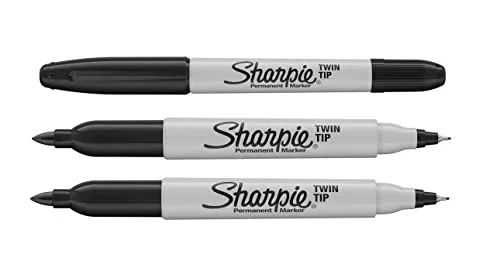 Sharpie Permanentmarker, Doppelspitze, schwarze Tinte, 3 Stück, feine und ultrafeine Spitze