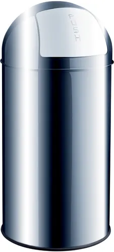 Helit Mülleimer H 24014 - 50 Liter Edelstahl, Push-Klappe für Küche und Büro, rutschsicher und feuerverzinkt