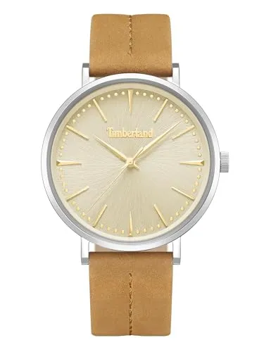 Timberland RIPTON Uhr für Herren - Beige Lederarmband, 5 bar wasserdicht - Armbanduhren für Herren mit stilvollem Design, 42 mm Edelstahlgehäuse und angenehmem Lederarmband. Ideal für den täglichen Gebrauch und elegante Outfits.