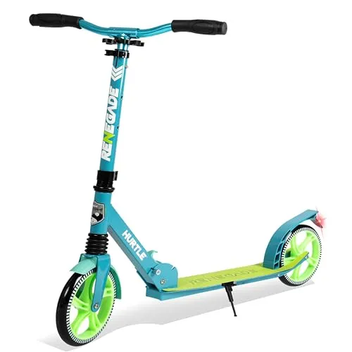 Hurtle Renegade Tretroller - Faltbarer 2-Rad-Klapproller für Kinder und Erwachsene - Leichter und kompakter Scooter mit verstellbarem T-Bar-Lenker für optimale Anpassung. Ideal für Kinder ab 8 Jahren und Erwachsene, langlebige Räder für sanftes Gleiten.