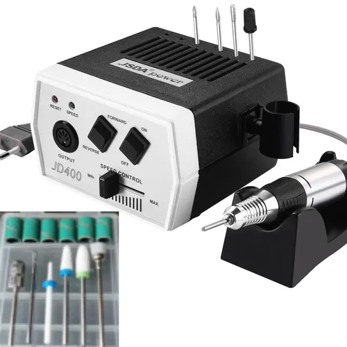 JSDA® JD 400 Premium Nagelfräser - Elektrischer Nagelfräser mit 30000 U/Min, ideal für Gelnägel und Nagelkunst. Inkl. 6 Bits, ergonomisch und hitzebeständig für professionelle Ergebnisse im Studio oder privat.