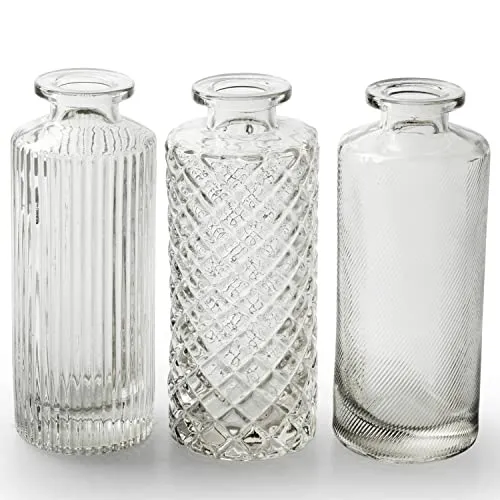 Vasen MIRA aus Glas - Glasflaschen - H 13,5 cm - Dekovasen - Glasvasen - Tischvase - Blumenvasen - Väschen Größe 6 x