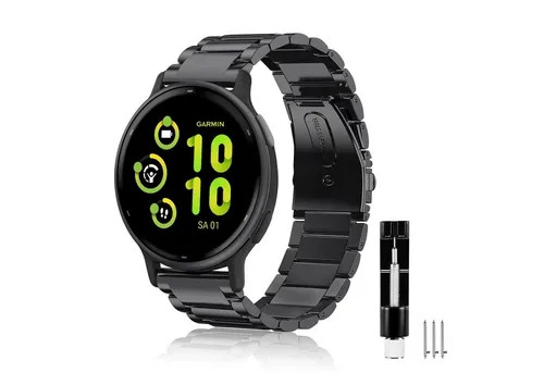 Fintie Smartwatch-Armband für Garmin Vivoactive 3/Vivoactive 5, Garmin Venu/Venu 2 Plus/Venu Sq, und Garmin Venu Sq 2, Forerunner 245 - Edelstahl Uhrenarmband