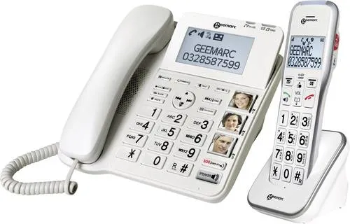 Geemarc AMPLIDECT 595 COMBI Schnurgebundenes Seniorentelefon Anrufbeantworter, Freisprechen, Optisch