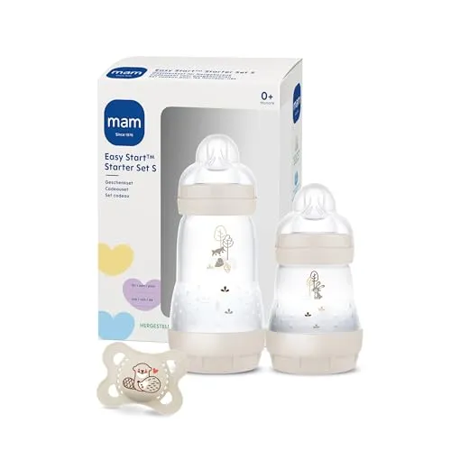 MAM Easy Start Anti-Colic Starter Set S - Praktisches Baby Geschenk Set mit 2 Anti-Colic Flaschen (160 ml & 260 ml) und Sauger Größe 1. Für entspannteres Trinken und weniger Luftschlucken – ideal für die Erstausstattung ab der Geburt.