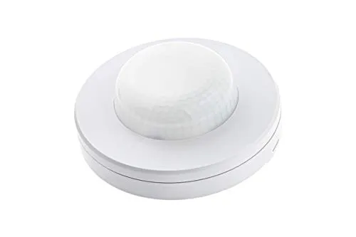 Huber Motion 34 Präsenzmelder 360° für Innen/Außenbereich, Bewegungsmelder Deckenmontage mit 3 Sensoren und Matrixlinsen, IP65 I 230V, LED geeignet, 3-Draht-Technik