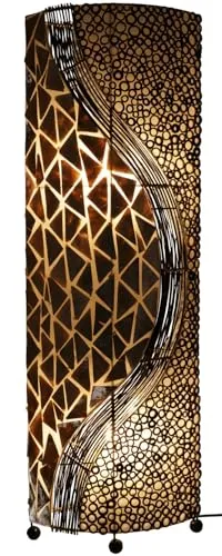 GURU SHOP Stehlampe/Stehleuchte, in Bali Handgemacht aus Naturmaterial, Capiz/Perlmutt - Modell Bromo, 100x28x18 cm
