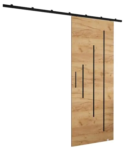MEBLE KRYSPOL Zonda Y Schiebetürset mit Schiene - Hängendes Innen-Schiebetürsystem - Torbeschläge - Hergestellt aus robustem Laminat - 204x90 cm - Handwerk gold