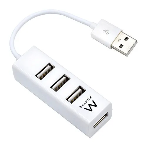 Ewent EW1122 USB 2.0 Hub, 4 USB 2 Ports 480 MBps, 12 cm Kabel, Weiß