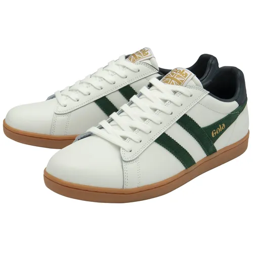 Gola Herren Casual-Trainer Equipe II Weiß Grün - 43 EU - Stylischer Herren Sneaker aus Leder, ideal für den Alltag und Beruf. Bequeme Gummisohle und atmungsaktives Textilfutter für optimalen Tragekomfort.