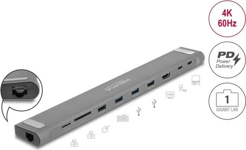 Delock Dockingstation USB-C/Thunderbolt 3 mit HDMI - Weiteres Notebook-Zubehör: Vielseitige Dockingstation für einfache Verbindung von Monitoren und Peripheriegeräten, ideal für mobiles Arbeiten.