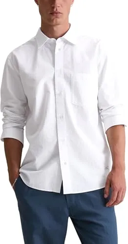 Marc O'Polo Denim Herren Hemd mit Brusttasche Regular Fit, Weiß (White), S