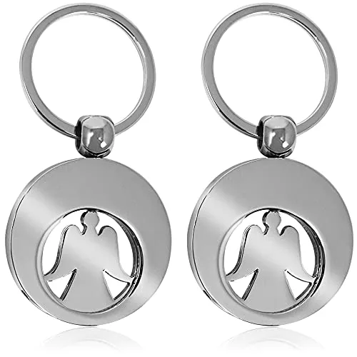 com-four® 2x Schlüsselanhänger Schutzengel mit Einkaufswagenchip, Engel mit herausnehmbarem Einkaufs-Chip für den Einkaufswagen (02 Stück - Engel)