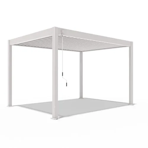 Weide Deluxe Pergola aus Aluminium 3x4 M - Stilvolle freistehende Pergola in Ivory Sand mit verstellbaren Lamellen für optimale Lichtregulierung. Langlebig, wetterbeständig und rostfrei – ideal für Garten und Terrasse.