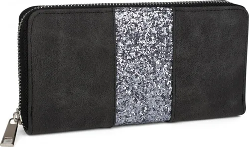 styleBREAKER Geldbörse mit umlaufendem Pailletten Streifen, Reißverschluss, Portemonnaie, Damen 02040056