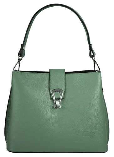 Cluty Umhängetasche Damen 101015 grün - Elegante Leder-Umhängetasche - Umhängetaschen aus 100% Rindleder, ideal für jede Gelegenheit. Mit abnehmbarem Schultergurt und viel Stauraum für Essentials, perfekt für den Stadtbummel oder die Cocktailbar.