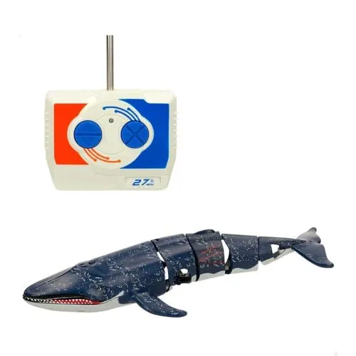 ColorBaby 47671 Racing Boat Wal, ferngesteuert, 20 x 9 x 3,5 cm, Fernbedienung, 6 Richtungen, Frequenz 27 MHz, Reichweite 5-6 m, ferngesteuertes Spielzeug, realistische Spielzeugtiere, ab 4 Jahren