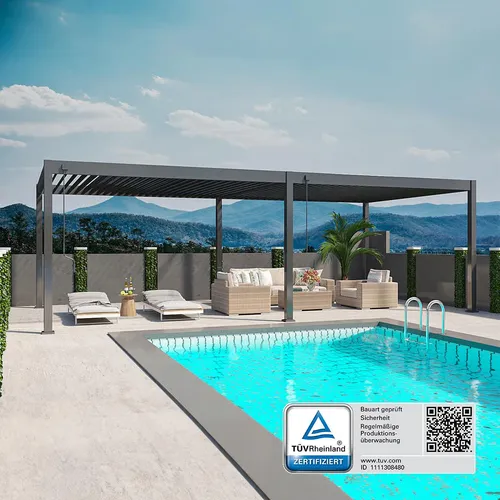 Weide Deluxe Plus Pergola 4x8 m | Aluminium freistehend mit Lamellendach
