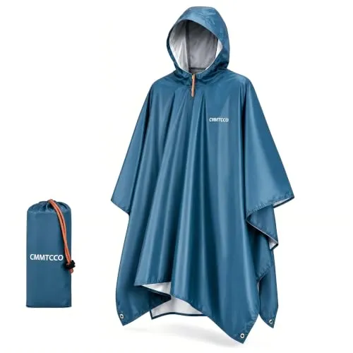 CNMTCCO Wasserdichter Regenponcho Unisex – 3-in-1 Multifunktionales Regencape mit Kapuze