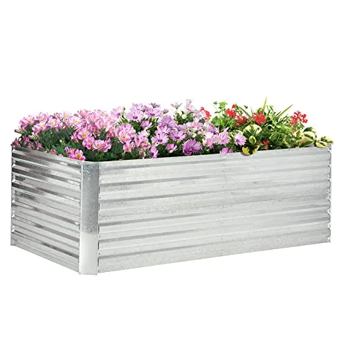 Outsunny Hochbeet 180x90x59 cm in silber von Outsunny