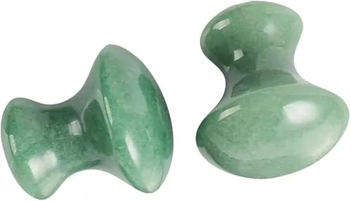 Gua Sha Gesichtsmassagewerkzeuge, Grünstein-Set, Pilz-Gesichtsschaber für Hautpflege, Spa, 2 Stück