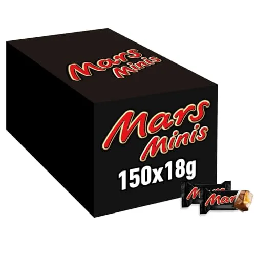 Mars Minis Schokoriegel - Karamell & Schokolade Großpackung - Schokoladenriegel mit Vollmilchschokolade, Candy-Creme und zartem Karamell. Ideal zum Snacken, ohne Konservierungsstoffe. Lieferumfang: 150 x 18g.