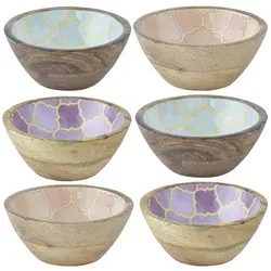 6er Set Schmuckschale Kesse aus Mangoholz - Elegante Schmuckschale Kesse aus hochwertigem Mangoholz mit stilvoller Emaille-Beschichtung. Ideal für die Aufbewahrung von Schmuck, Schlüsseln oder als dekorativer Akzent in jedem Raum.