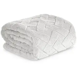 Wohndecke CARO, Design91, Karierte Kuscheldecke ideales Geschenk Weiche, warme Decke silberfarben 150 cm x 200 cm
