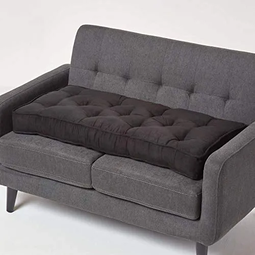 Homescapes Sitzkissen Sofa-Auflage 100 x 48 cm - Dickes Velourskissen in Schwarz - Stuhlkissen mit dickem Veloursbezug für optimalen Sitzkomfort, ideal für Sofa und Stühle, pflegeleicht und punktuell reinigbar.