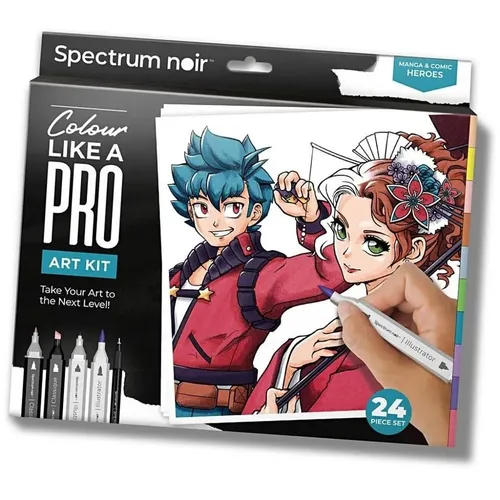 Spectrum Noir SN-PCOL24-MACO Pro Colour Art Kit 24-teilig - Marker & Filzstifte für authentisches Ausmalen wie ein Profi, inklusive 12 Designs von Künstlerin Nicola Yau und umfangreichen Anleitungen für beeindruckende Ergebnisse.