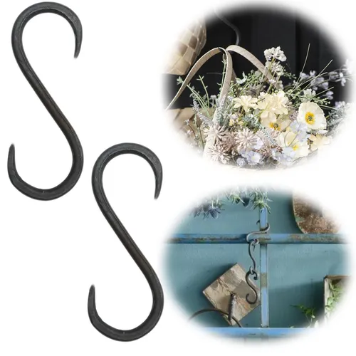 Vintage S-Haken Klein / Groß 7-24cm Kleiderhaken Eisen Schwarz Antik geschmiedet